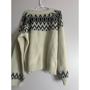 Cat & Jack Boy's Long Sleeve Fair Isle Pullover Sweater  Beige Blk - Large 10/12